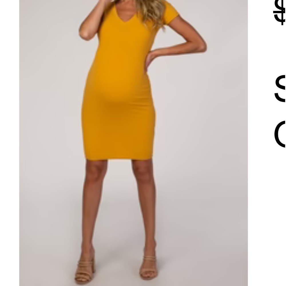 Waverleigh Mustard Ribbed Maternity Dress